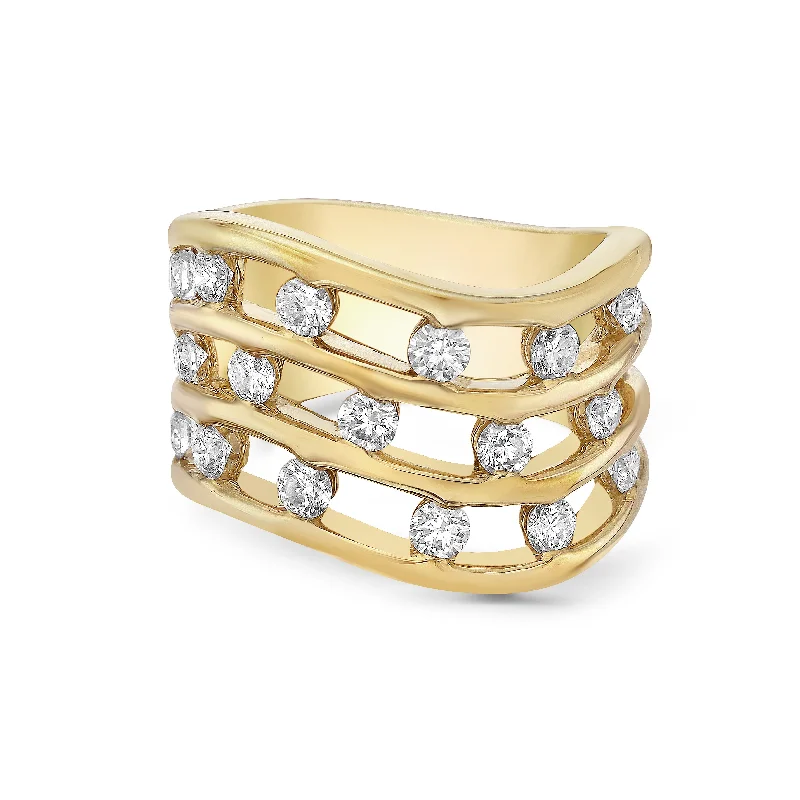 Women's rings fine-band-18k Yellow Gold Triple Row Float Ring