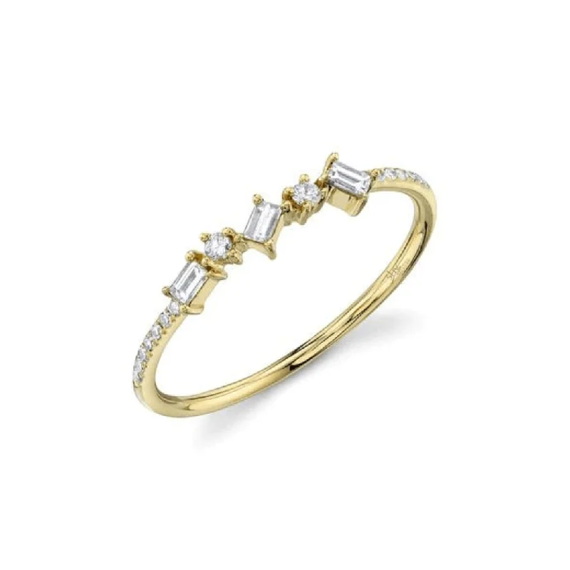 Women's rings striking-metal-Simple Scattered Baguette Ring