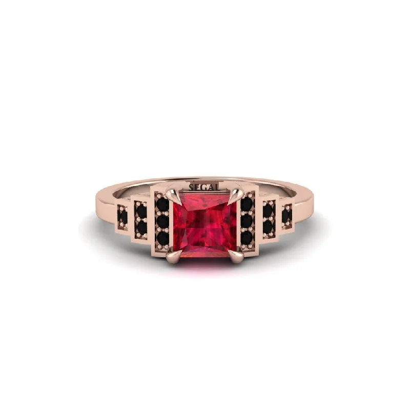 Women's engagement rings radiant-blush-Ruby Geometric Princess Cut Engagement Ring - Thea No. 41