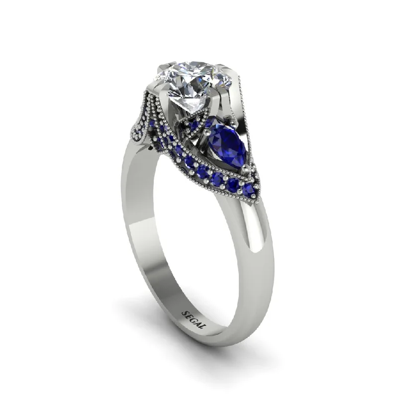 Women's engagement rings timeless-band-Diamond Vintage Round Cut Engagement Ring - Kali No. 63