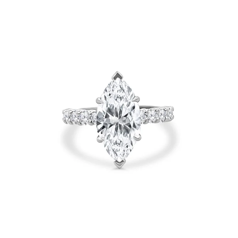 Women's rings striking-chic-Marquise Cut Solitaire on Diamond Band