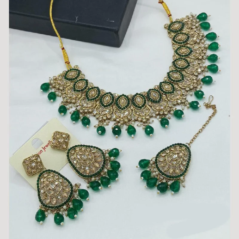 Women's necklaces love-stone-Manisha Jewellery Gold Plated Crystal Stone Pearls And Beads Necklace Set