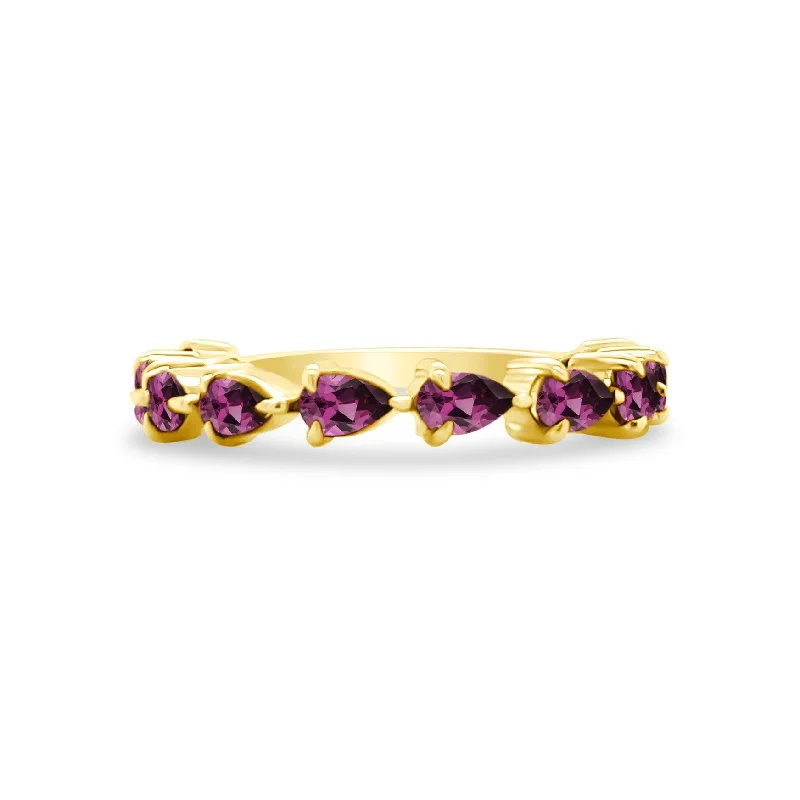 Women's rings love-stone-Large Rhodolite Garnet Chasing Pear Band