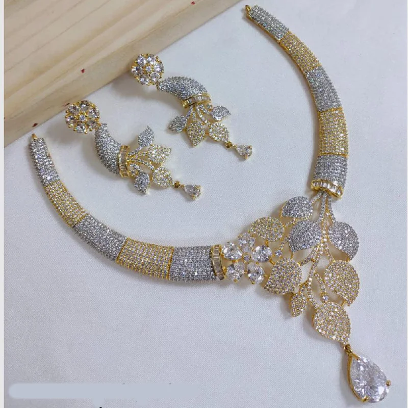 Women's necklaces gentle-elegance-SNERA Gold Plated American Diamond Necklace Set