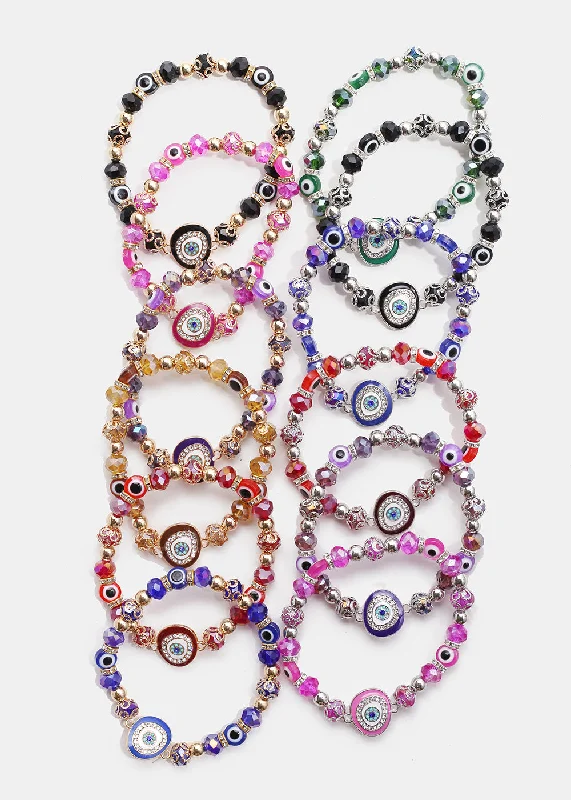 Women's bracelets evening-gem-Dark Colored Evil Eye Bead Bracelet