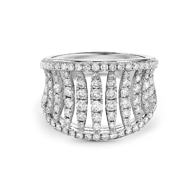 Women's rings artisan-finish-18k White Gold Birdcage Diamond Ring