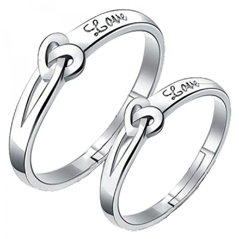 Women's rings refined-blush-Darshana Jewels Silver Plated Adjustable Couple Ring