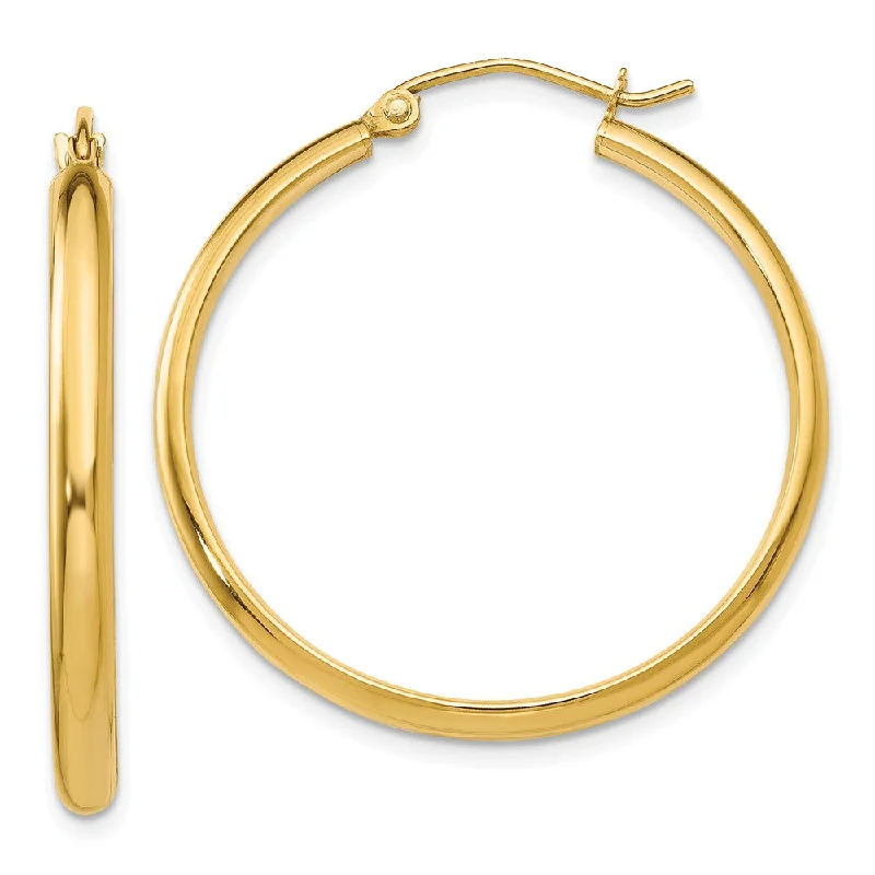 Women's earrings gentle-design-2.75mm x 30mm Polished 14k Yellow Gold Domed Round Hoop Earrings