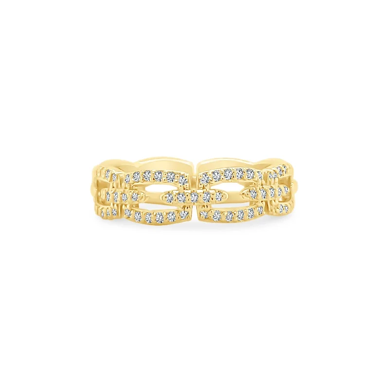 Women's rings high-silver-Halfway Diamond Link Band