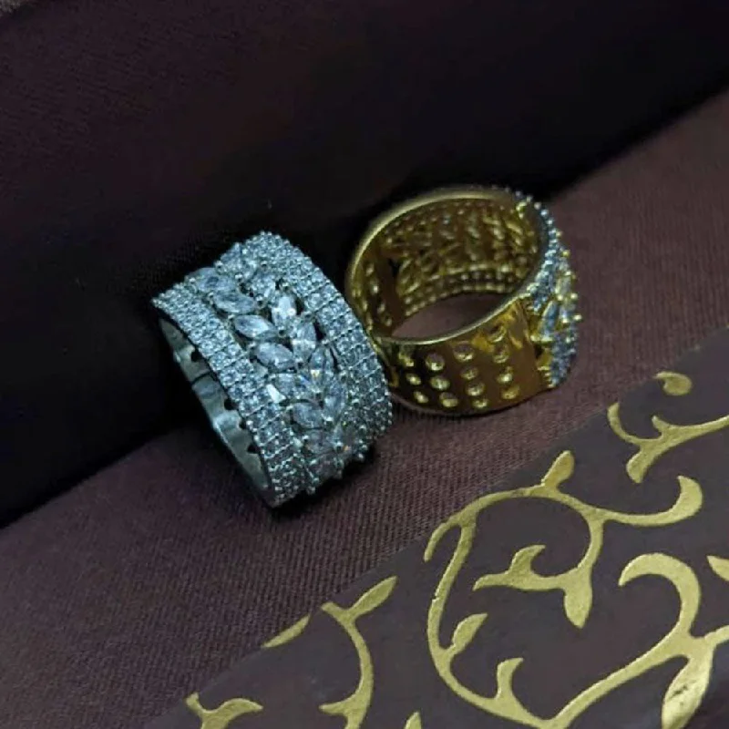 Women's rings wave-Aamrapali Gold And Silver Plated Austrian Stone Ring