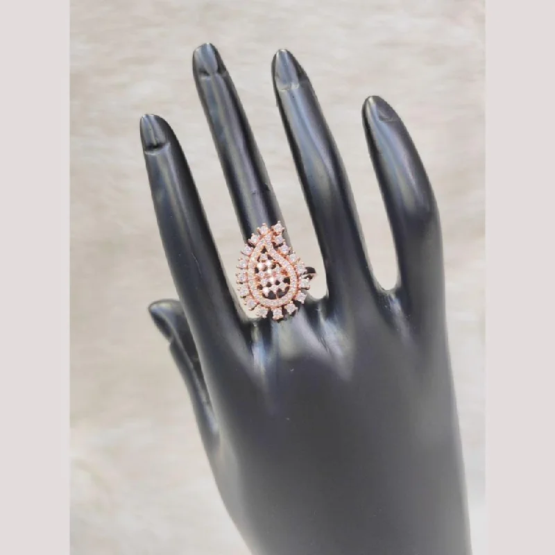 Women's rings fine-stone-Aamrapali Rose Gold Plated Austrian Stone Ring