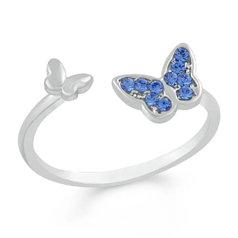 Women's rings love-inspired-Darshana Jewels Silver Plated Austrian Stone Adjustable Ring