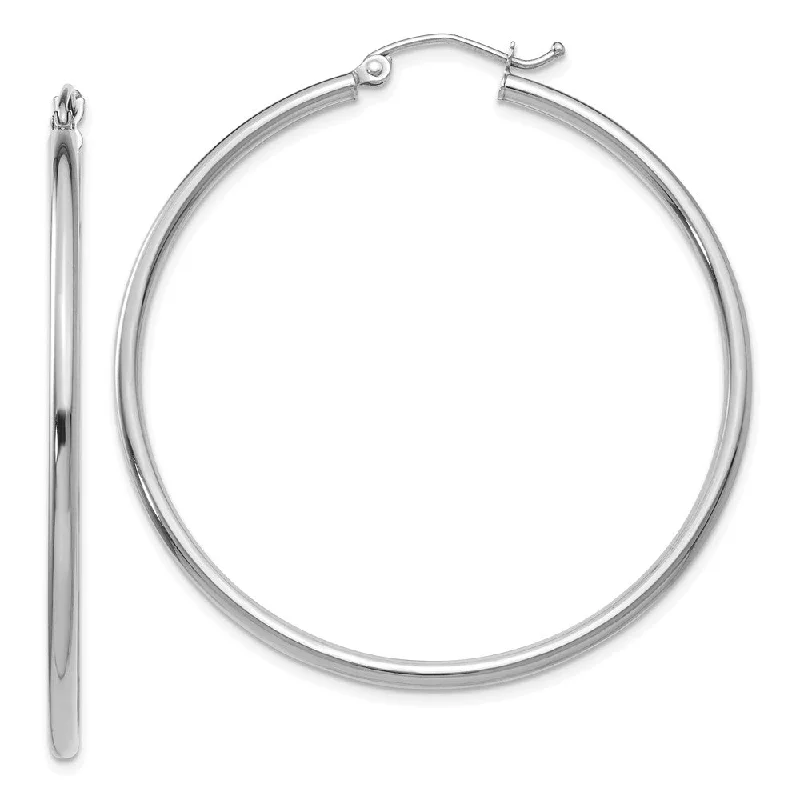 Women's earrings evening-ready-2mm, 14k White Gold Classic Round Hoop Earrings, 45mm (1 3/4 Inch)