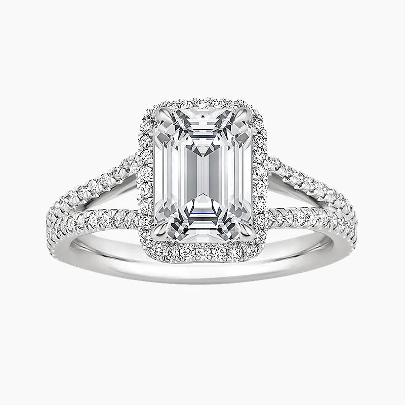 Women's engagement rings radiant-silver-925 Sterling Silver Emerald Cut Engagement Ring