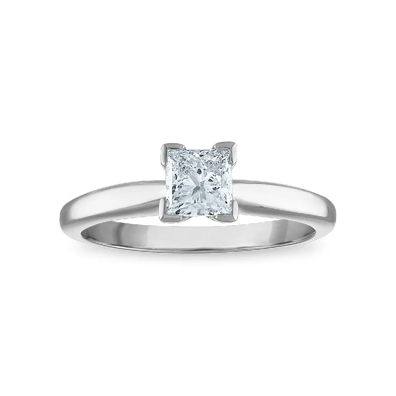 Women's engagement rings brilliant-sparkle-Signature Certificate EcoLove 3/4 CTW Princess Cut Lab Grown Diamond Solitaire Engagement Ring in 14KT White Gold