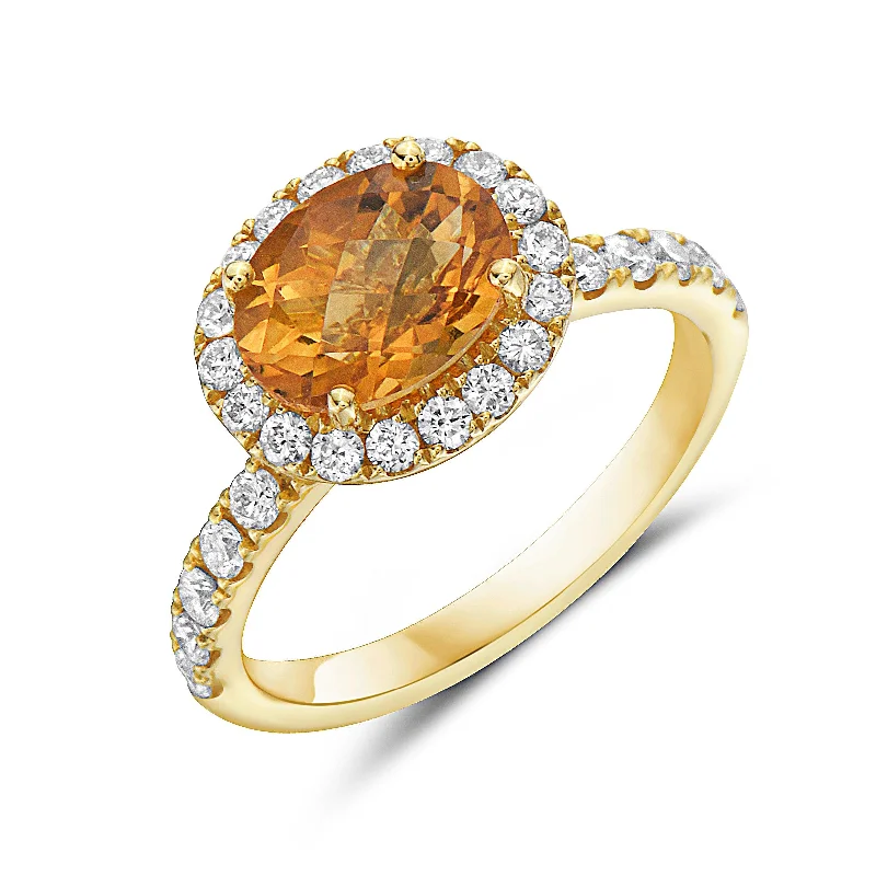 Women's rings striking-accent-Citrine and Diamond Ring