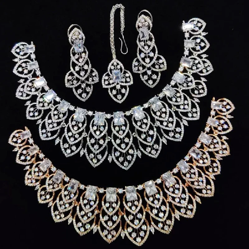 Women's necklaces baroque-Kavita Art American Diamond Necklace Set