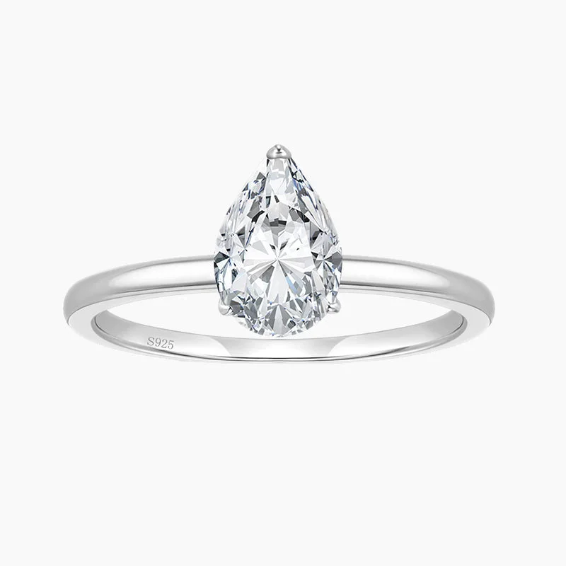 Women's engagement rings radiant-band-2CT 925 Sterling Silver Teardrop Engagement Rings