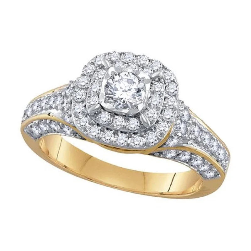 Women's engagement rings modern-lux-Signature 1 CTW Diamond Halo Engagement Ring in 14KT Yellow Gold