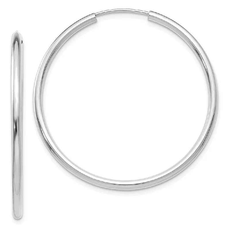 Women's earrings fine-design-2mm x 37mm 14k White Gold Polished Round Endless Hoop Earrings