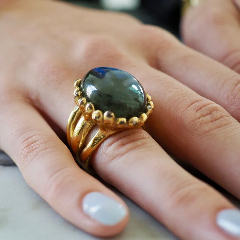 Women's rings artisan-polished-ISABELLE LABRADORITE STONE RING