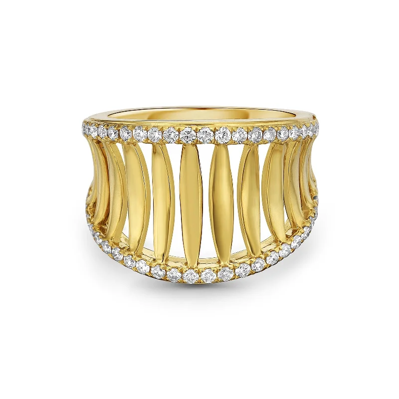 Women's rings creative-gem-Diamond & Gold Birdcage Ring (16mm)