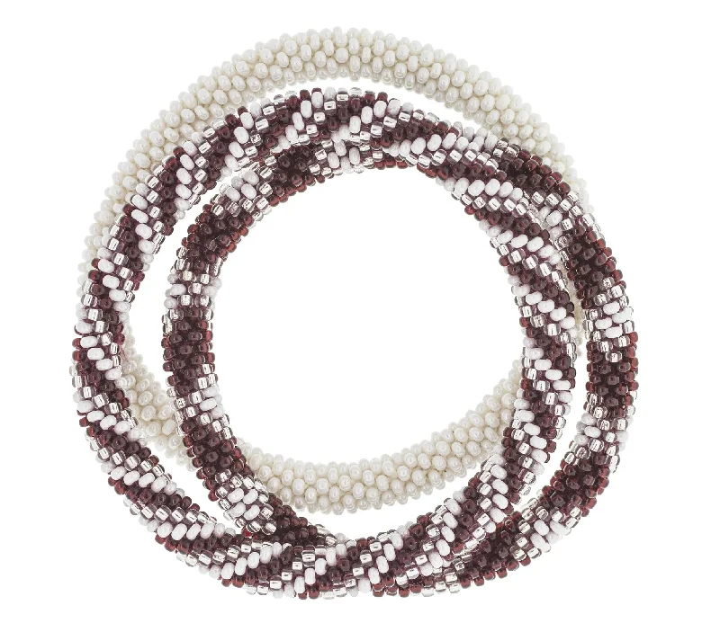 Women's bracelets enduring-elegance-Game Day Roll-On® Bracelets <br> Maroon & White