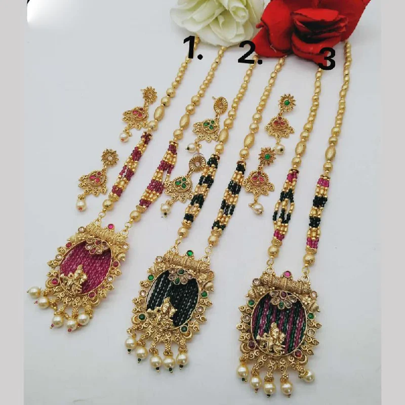 Women's necklaces blush-tone-FS Collection Gold Plated Long Necklace Set (1 Piece Only Assorted Design)