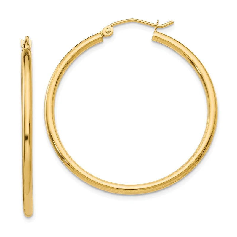 Women's earrings high-gold-2mm x 35mm 14k Yellow Gold Classic Round Hoop Earrings