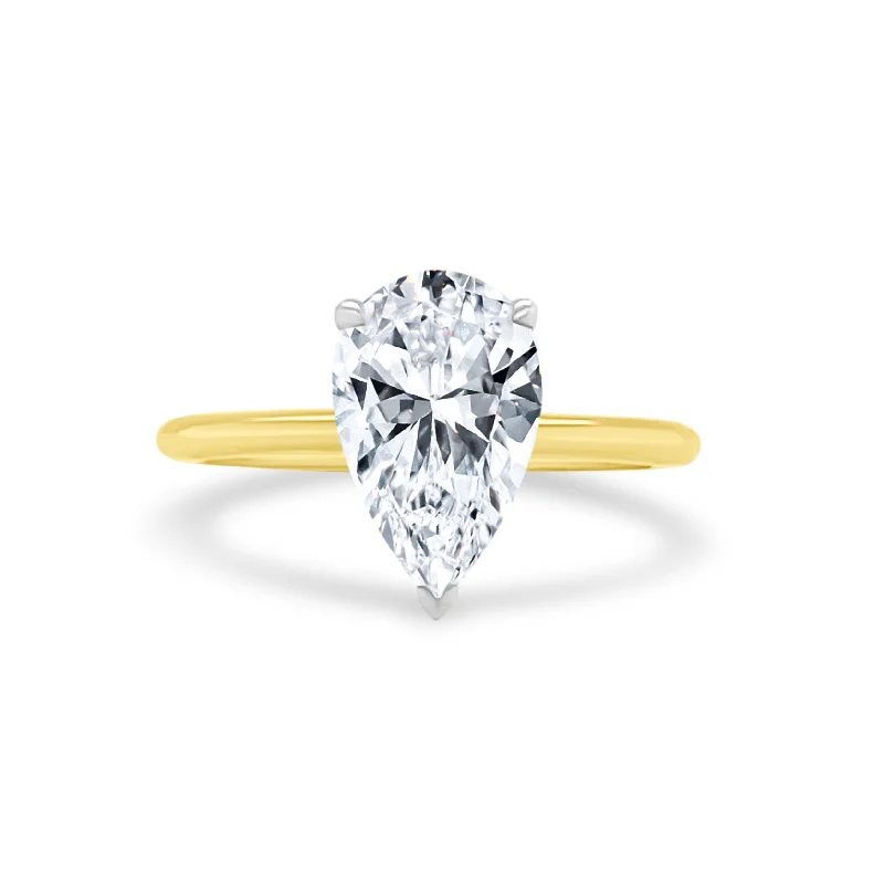 Women's rings sturdy-metal-Pear Cut Solitaire