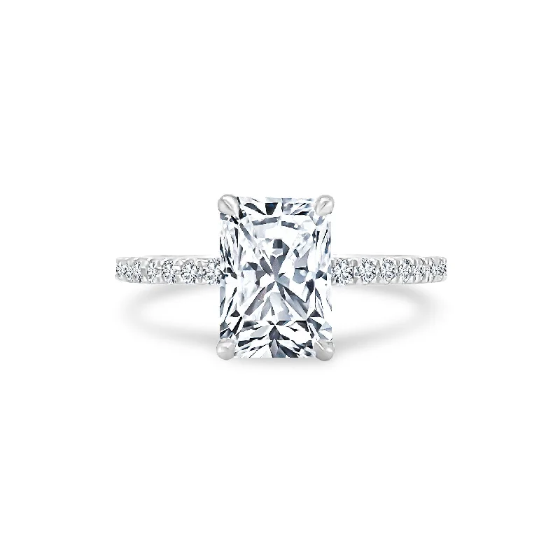 Women's rings soft-feminine-Radiant Cut Solitaire on Diamond Band