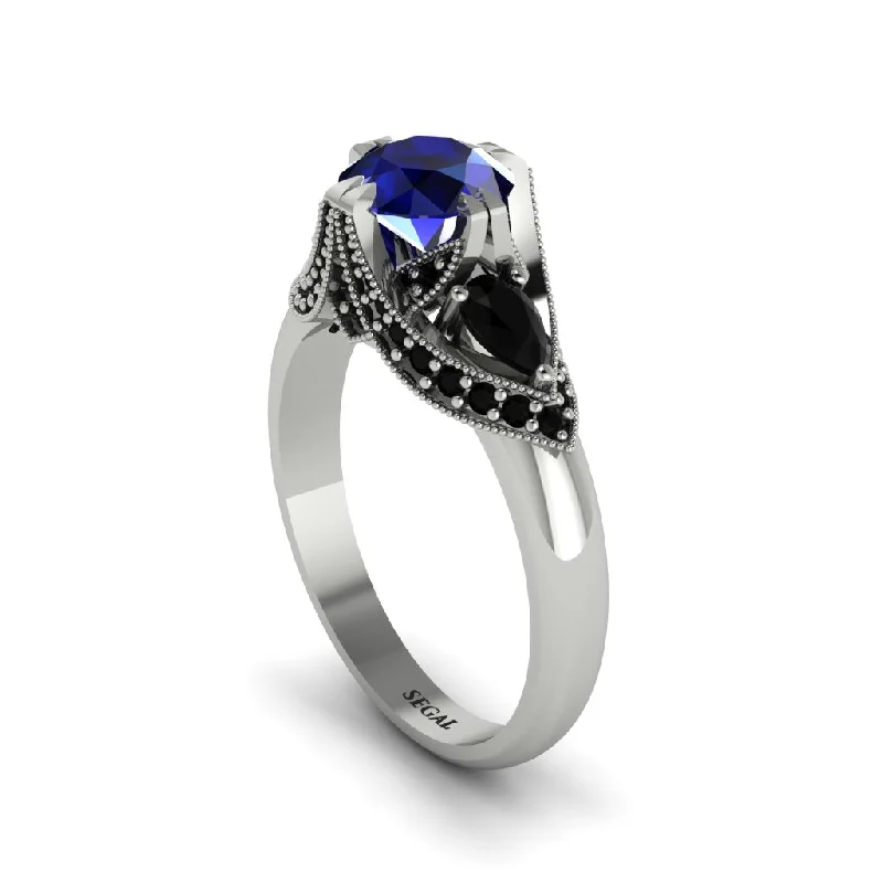 Women's engagement rings luxe-gift-Sapphire Vintage Round Cut Engagement Ring - Kali No. 45