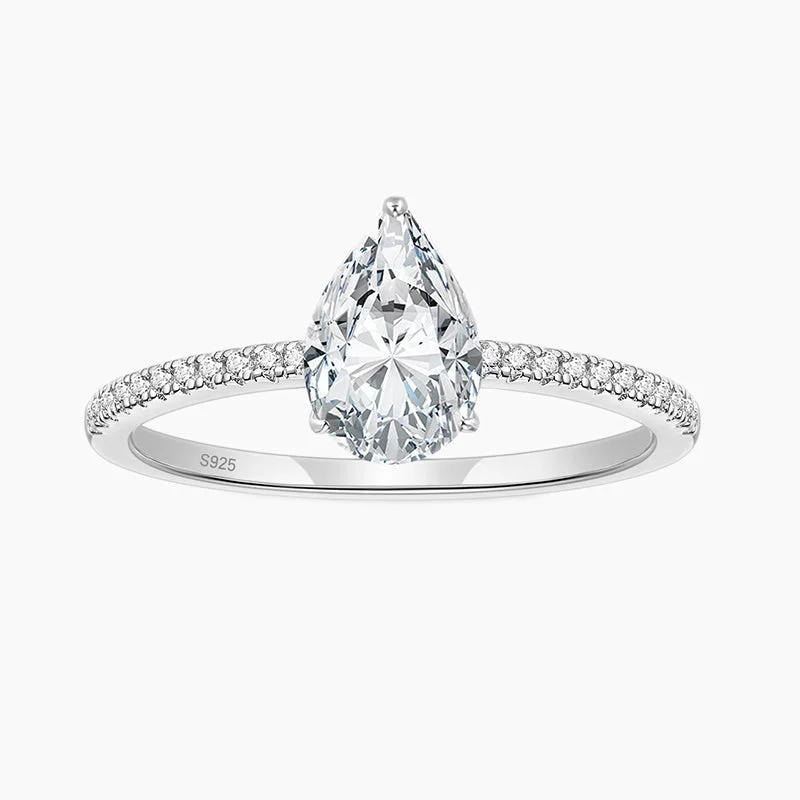 Women's engagement rings timeless-stone-S925 Pear CZ Engagement Ring