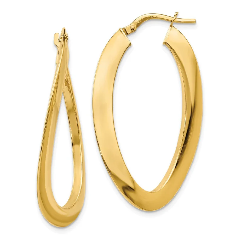 Women's earrings gentle-chic-Twisted Oval Hoop Earrings in 14k Yellow Gold, 38mm (1 1/2 Inch)