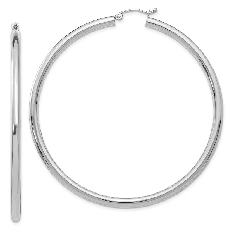 Women's earrings contemporary-twist-3mm x 60mm 14k White Gold Classic Round Hoop Earrings