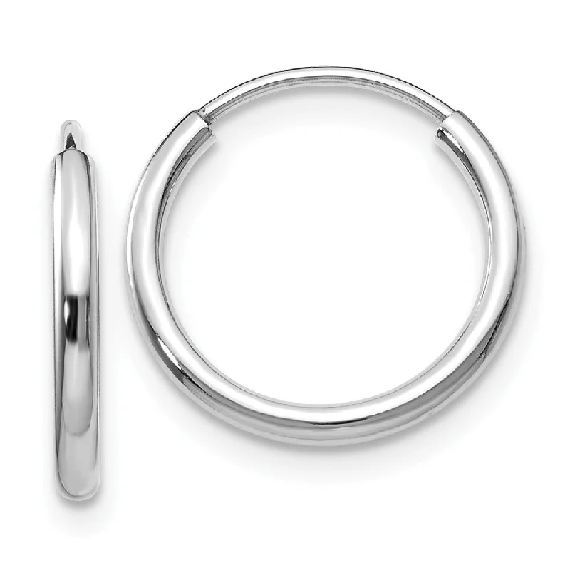 Women's earrings fine-gemstone-1.5mm, 14k White Gold Endless Hoop Earrings, 13mm (1/2 Inch)