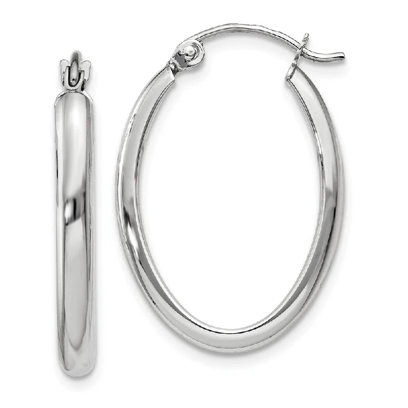 Women's earrings retro-elegance-2.75mm, 14k White Gold Classic Oval Hoop Earrings, 22mm (7/8 Inch)