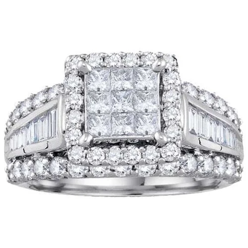 Women's engagement rings vintage-lux-2 CTW Diamond Engagement Ring in 10KT White Gold