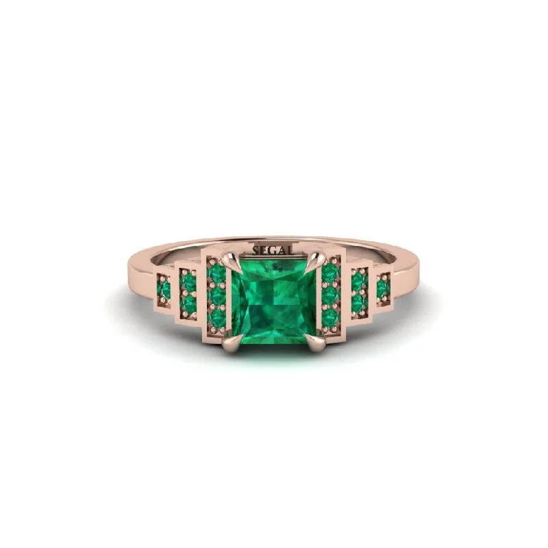 Women's engagement rings artisan-stone-Emerald Geometric Princess Cut Engagement Ring - Thea No. 20