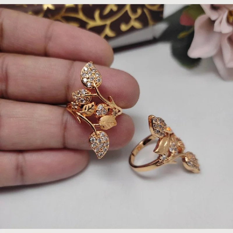 Women's rings fine-rose-Aamrapali Rose Gold Plated Austrian Stone Ring