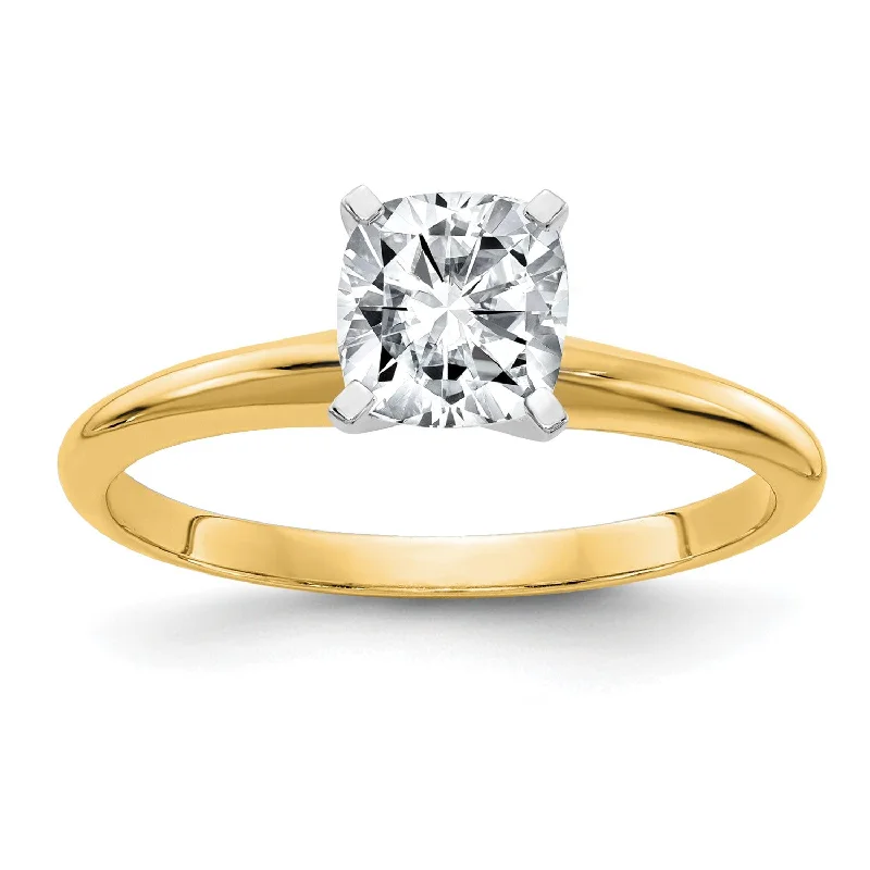 Women's engagement rings sparkling-stone-6MM Cushion Moissanite Solitaire Engagement Ring in 14KT Yellow Gold; Size 6