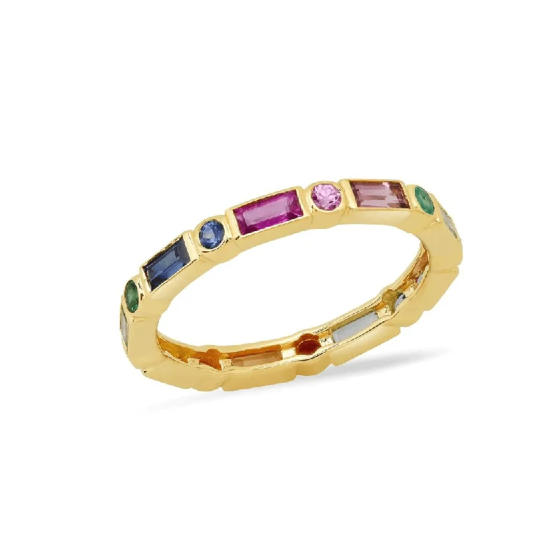 Women's rings perfect-gift-Rainbow Art Deco Band