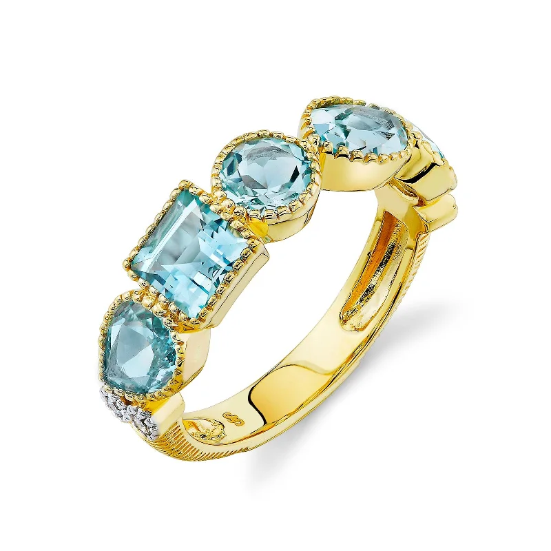 Women's rings striking-accent-Sky Blue Topaz Band with Diamonds