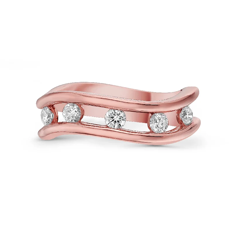 Women's rings etched-band-Floating Diamond Ring