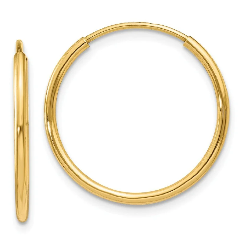 Women's earrings radiant-stone-1.25mm, 14k Yellow Gold Endless Hoop Earrings, 18mm (11/16 Inch)