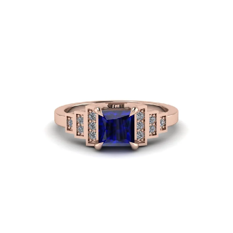 Women's engagement rings radiant-stone-Sapphire Geometric Princess Cut Engagement Ring - Thea No. 14