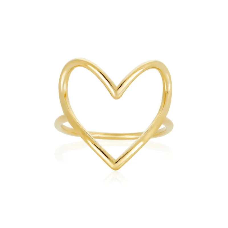 Women's rings sturdy-metal-Open Heart Gold Ring