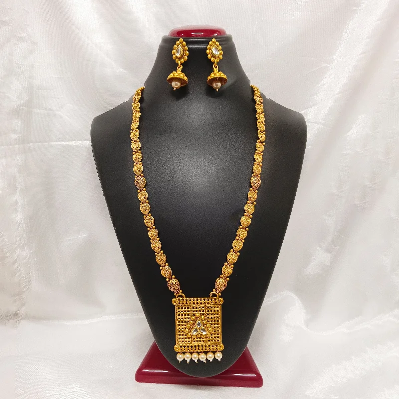 Women's necklaces retro-chic-Darshana Jewels Kundan Stone Gold Plated Necklace Set