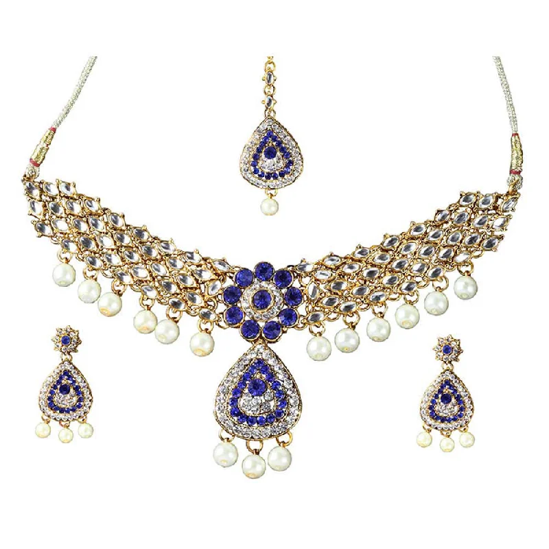 Women's necklaces contemporary-Darshana Jewels Gold Plated Austrian Stone Necklace Set