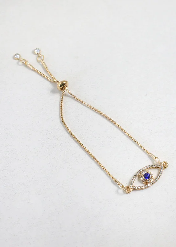 Women's bracelets slim-profile-Elegant Gold Evil Eye Bracelet